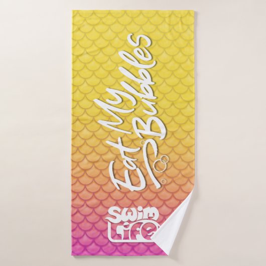 "Eat My Bubbles" Geel/Roze schalen Zwemmen Leven Badhanddoek (Badhanddoek)