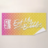 "Eat My Bubbles" Geel/Roze schalen Zwemmen Leven Badhanddoek (Badhanddoek)