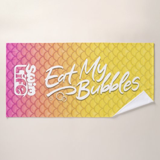 "Eat My Bubbles" Geel/Roze schalen Zwemmen Leven Badhanddoek (Badhanddoek)