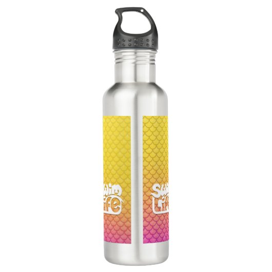 "Eat My Bubbles" Geel/Roze schalen Zwemmen Leven Waterfles (Achterkant)