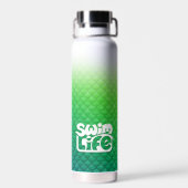 "Eat My Bubbles" Groene/Blauwgroen schalen Zwemmen Waterfles (Achterkant)