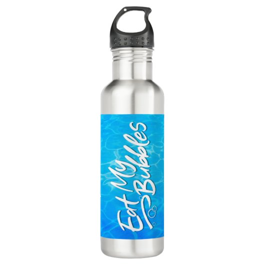 "Eat My Bubbles" Koel zwembadpatroon Zwemleven Waterfles (Voorkant)