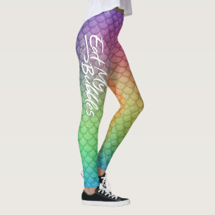 "Eat My Bubbles" Regenboogschubben Zwemmen Leven Leggings