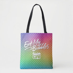"Eat My Bubbles" Regenboogschubben Zwemmen Leven Tote Bag