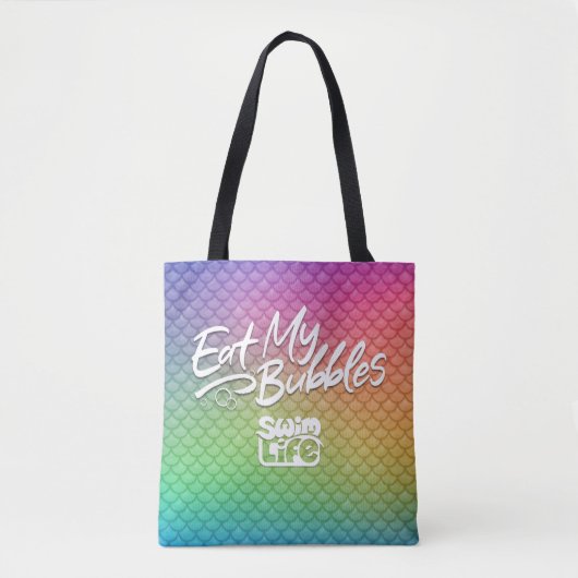 "Eat My Bubbles" Regenboogschubben Zwemmen Leven Tote Bag (Voorkant)