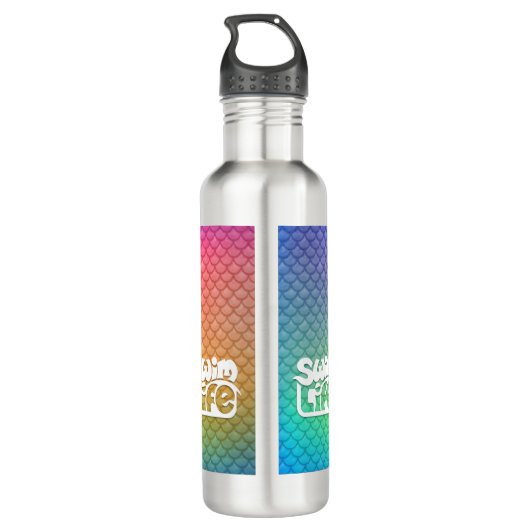 "Eat My Bubbles" Regenboogschubben Zwemmen Leven Waterfles (Achterkant)