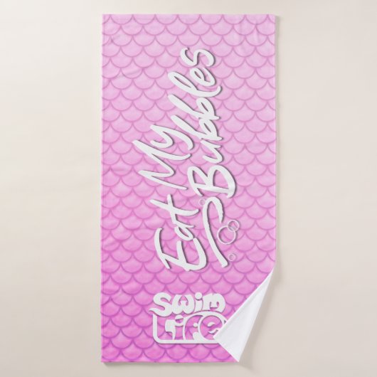 "Eat My Bubbles" Roze schalen Zwemmen Leven Badhanddoek (Badhanddoek)