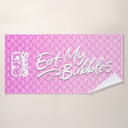 "Eat My Bubbles" Roze schalen Zwemmen Leven Badhanddoek (Badhanddoek)