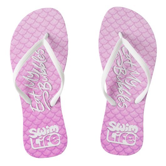 "Eat My Bubbles" Roze schalen Zwemmen Leven Teenslippers (Voetbed)