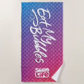 "Eat My Bubbles" Zwemleven Roze/Paarse/Blauwe Scha Strandlaken (Voorkant)
