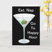 Eat Nap gaat Happy Hour Martini Happy Birthday Kaart (Gele Bloem)