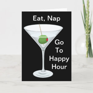 Eat Nap gaat Happy Hour Martini Happy Birthday Kaart