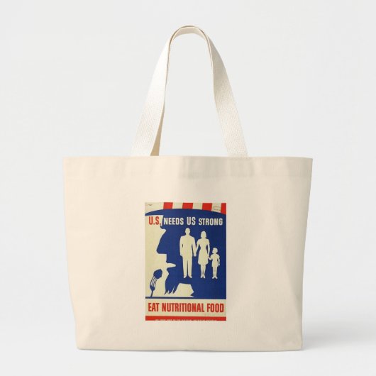 Eat Nutritional Food World War II Bag Grote Tote Bag (Voorkant)