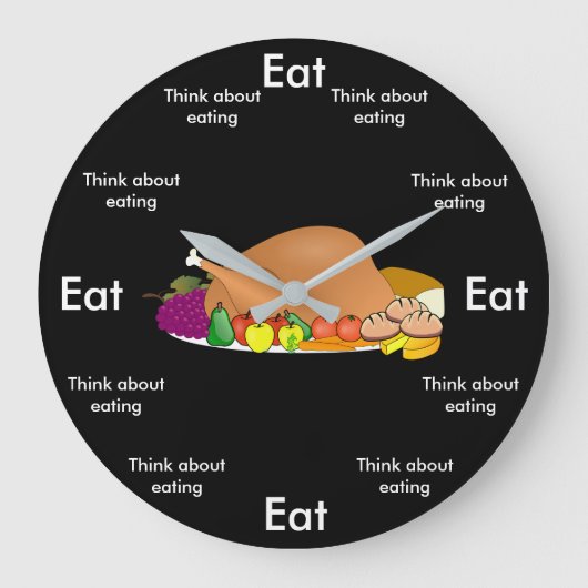 Eat O'Clock Round Black(Grote wandklok) Grote Klok (Voorkant)