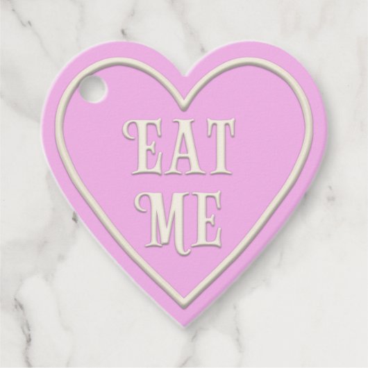 "Eat One" Tea Party roze hart gepersonaliseerd Bedankjes Labels (Voorkant)