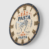 Eat Pasta Run Fasta Funny Italian Kitchen Decor Grote Klok (Hoek)
