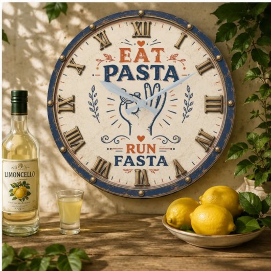 Eat Pasta Run Fasta Funny Italian Kitchen Decor Grote Klok