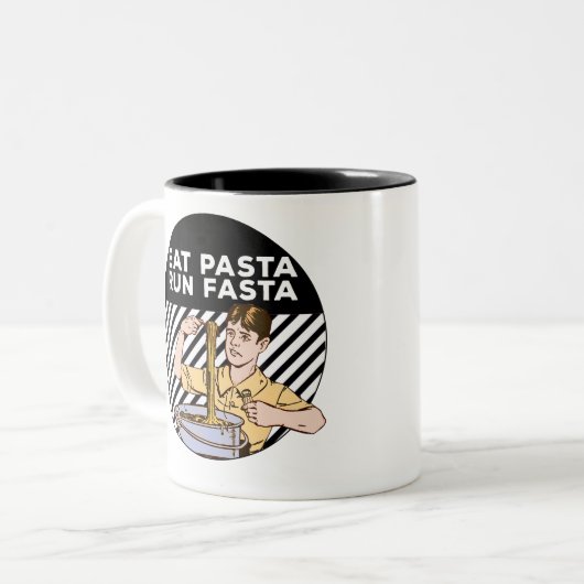 Eat Pasta run Fasta Tweekleurige Koffiemok (Voorkant links)