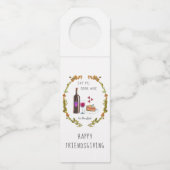 Eat Pie, Drink Wine, wees dankbaar | Thanksgiving Flessenhanger (Voorkant)