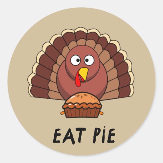 Eat Pie met Thanksgiving Turkije Ronde Sticker (Voorkant)