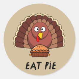 Eat Pie met Thanksgiving Turkije Ronde Sticker