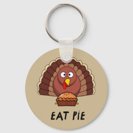 Eat Pie met Thanksgiving Turkije Sleutelhanger
