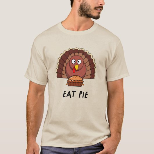 Eat Pie met Thanksgiving Turkije T-shirt (Voorkant)