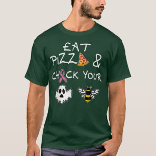 Eat Pizza controleert je boe bijen halloween brein T-shirt