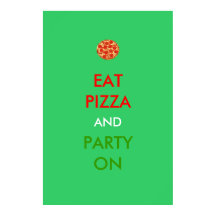 Eat Pizza en Party on Funny Poster