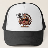 Eat Pizza, Fun Thanksgiving turkey Trucker Pet (Voorkant)