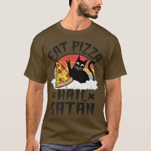 Eat Pizza Hail Satan Cat Kinder Punk Rock Band Dea T-shirt