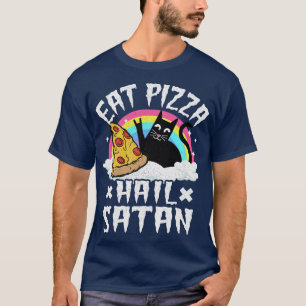 Eat Pizza Hail Satan Cat Punk Rock Band Death Meta T-shirt