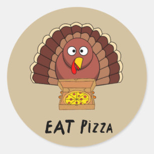 Eat Pizza met Thanksgiving Turkije Ronde Sticker