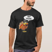 Eat Pizza Thanksgiving Turkey Pilgrim Cartoon T-shirt (Voorkant)