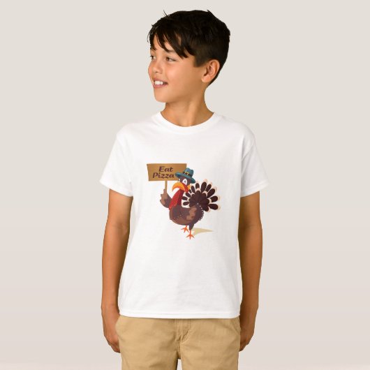 Eat Pizza Turkey Funny Thanksgiving T-shirt (Voorkant volledig)
