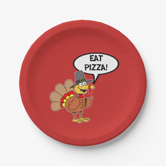 Eat Pizza Turkey Pilgrim Pet Thanksgiving Papieren Bordje (Voorkant)