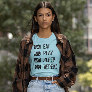Eat-Play-Slaap-Herhalingskaart Spel Blck Womens Sh T-shirt