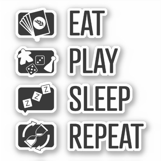 Eat-Play-Sleep-Repeat Board Games Vinyl Sticker (Voorkant)