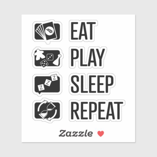 Eat-Play-Sleep-Repeat Board Games Vinyl Sticker (Vel)