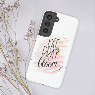Eat Pray Bloom Pink Rose Monogram Naam Samsung Galaxy Hoesje