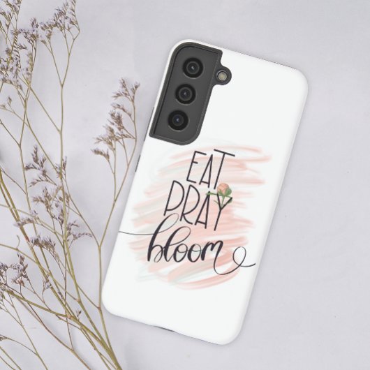 Eat Pray Bloom Pink Rose Monogram Naam Samsung Galaxy Hoesje