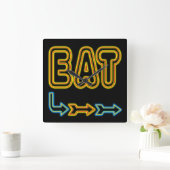 Eat Retro Neon Art Kitchen Wall klok (Huis)