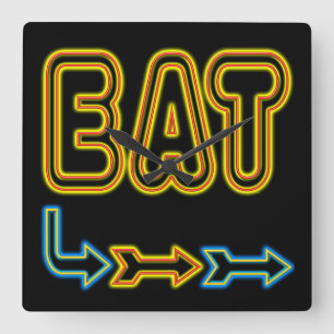 Eat Retro Neon Art Kitchen Wall klok