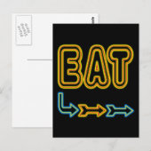 Eat Retro Neon Sign Art Briefkaart (Voorkant / Achterkant)