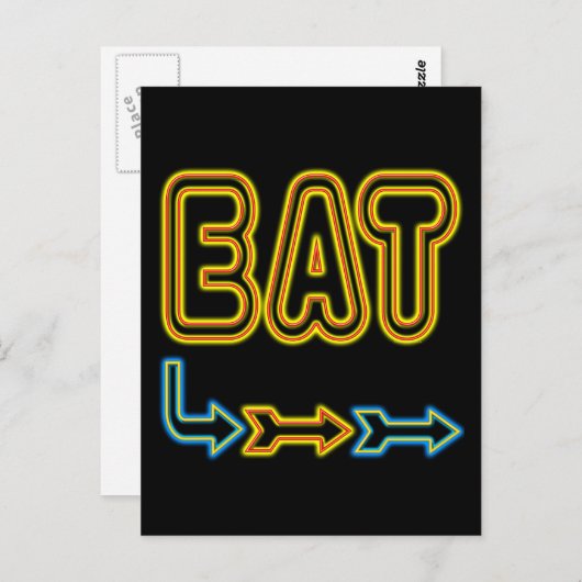 Eat Retro Neon Sign Art Briefkaart (Voorkant / Achterkant)
