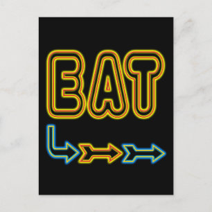 Eat Retro Neon Sign Art Briefkaart