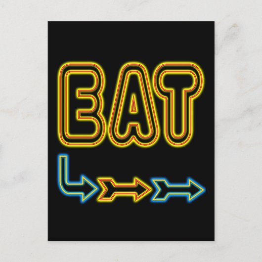Eat Retro Neon Sign Art Briefkaart (Voorkant)