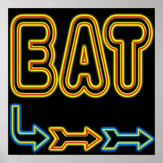 Eat Retro Neon Sign Art Poster (Voorkant)