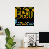 Eat Retro Neon Sign Art Print (Thuiskantoor)