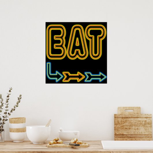 Eat Retro Neon Sign Art Print (Keuken)
